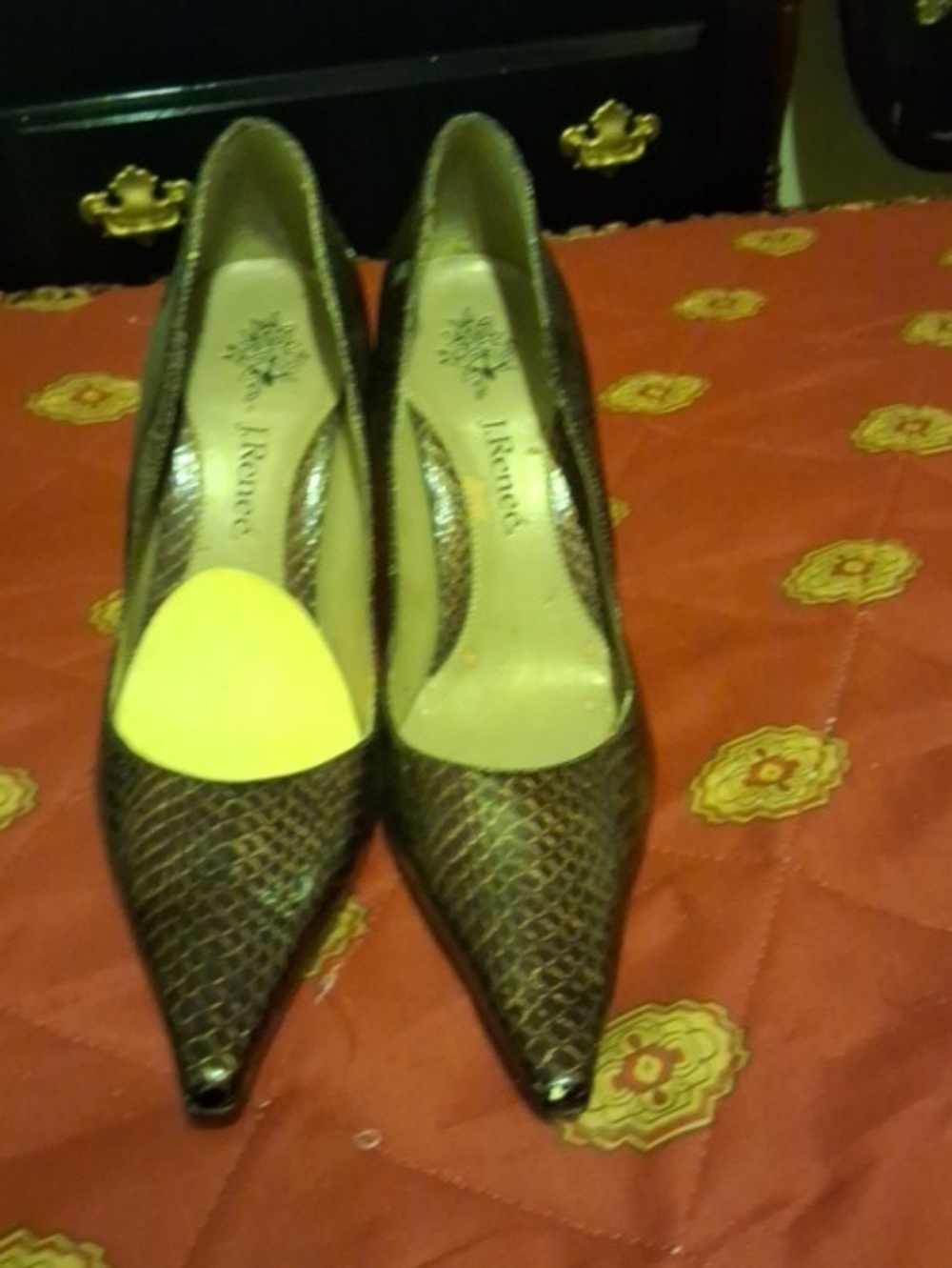 J.Renee Brown Snakeskin Pointed Toe Pumps